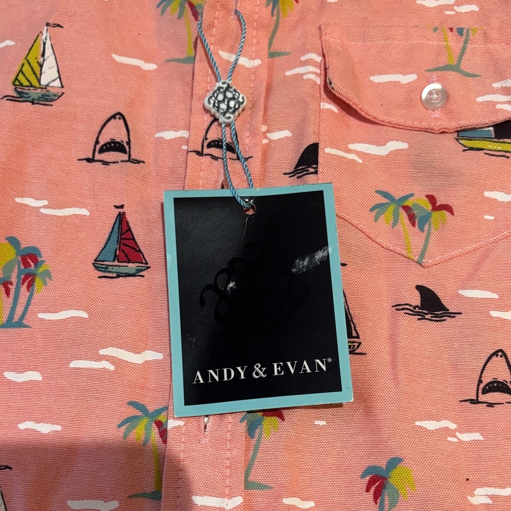 Andy and Evan Kids' Coral Sailboat Print Shirt NWT - Picture 5 of 7